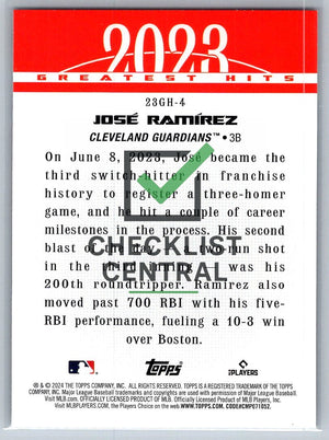 2024 Topps '23 Greatest Hits José Ramírez #23GH4
