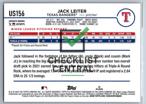 2024 Topps Update Jack Leiter #US156 RC