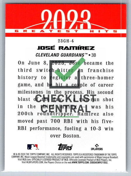 2024 Topps '23 Greatest Hits José Ramírez #23GH4
