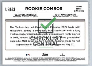 2024 Topps Update Clayton Andrews & Josh Maciejewski #US163 - Rookie Combos