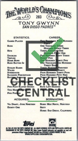 2024 Topps Allen & Ginter Mini Black Border Tony Gwynn #283