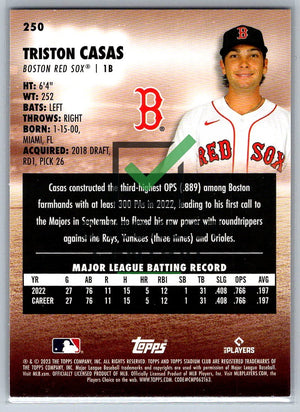 2023 Topps Stadium Club Tristan Casas #250