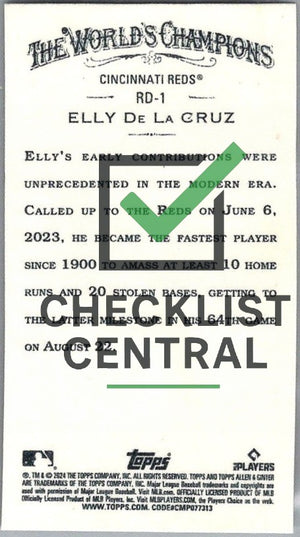 2024 Topps Allen & Ginter Mini Rookie Design Variations Elly De La Cruz #RD-1