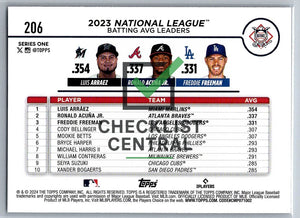 2024 Topps Ronald Acuna, Luis Arraez, & Freddie Freeman #206 - League Leaders