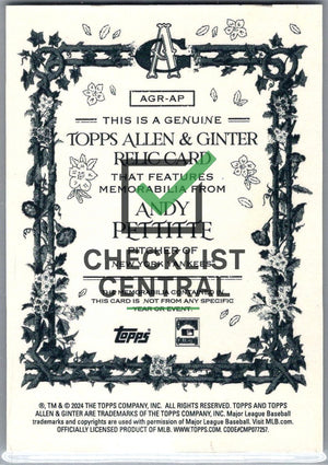 2024 Topps Allen & Ginter Relics Andy Pettitte #AGR-AP