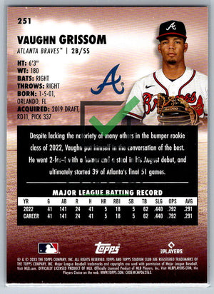2023 Topps Stadium Club Vaughn Grissom #251