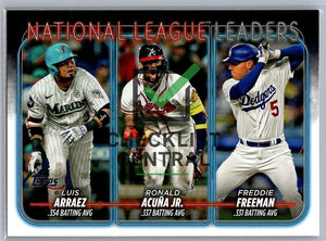 2024 Topps Ronald Acuna, Luis Arraez, & Freddie Freeman #206 - League Leaders