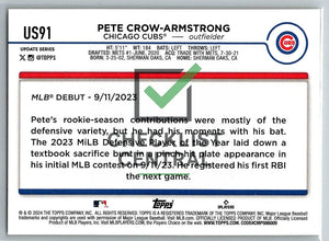 2024 Topps Update Yellow Pete Crow-Armstrong #US91