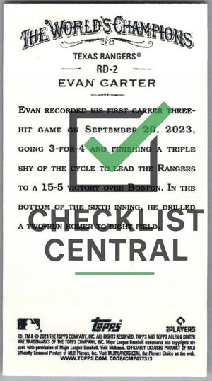 2024 Topps Allen & Ginter Mini Rookie Design Variations Evan Carter #RD-2