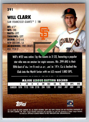 2023 Topps Stadium Club Will Clark #291