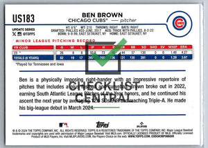 2024 Topps Update Ben Brown #US183 RC
