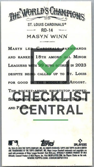 2024 Topps Allen & Ginter Mini Rookie Design Variations Masyn Winn #RD-14