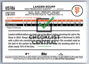 2024 Topps Update Landen Roupp #US186 RC