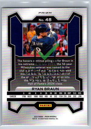2024 Panini Prizm Prizms Silver Ryan Braun #48