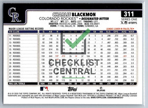 2025 Topps Charlie Blackmon #311