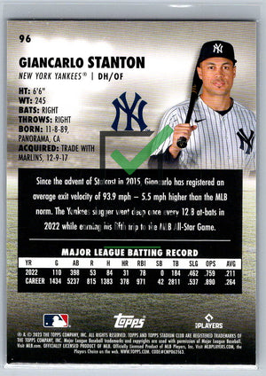 2023 Topps Stadium Club Black Foil Giancarlo Stanton #96