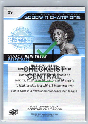 2023 Upper Deck Goodwin Champions Scoot Henderson #29