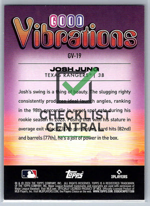 2024 Topps  Big League Good Vibrations Josh Jung #GV-19