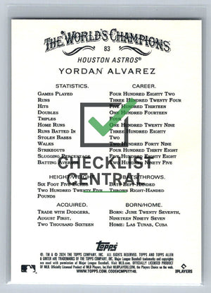 2024 Topps Allen & Ginter Yordan Alvarez #83