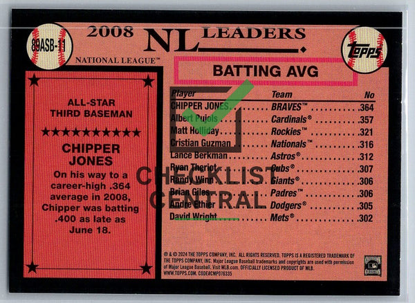 2024 Topps '89 Topps All-Star Chipper Jones #89ASB11