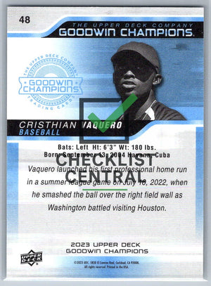 2023 Upper Deck Goodwin Champions Christian Vaquero #48