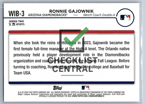 2024 Topps Women in Baseball Ronnie Gajownik #WIB3