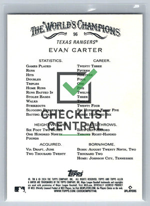 2024 Topps Allen & Ginter Evan Carter #96 RC