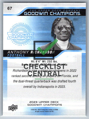 2023 Upper Deck Goodwin Champions Anthony Richardson #67