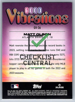 2024 Topps  Big League Good Vibrations Matt Olson #GV-36