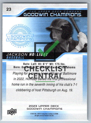 2023 Upper Deck Goodwin Champions Jackson Holliday #23
