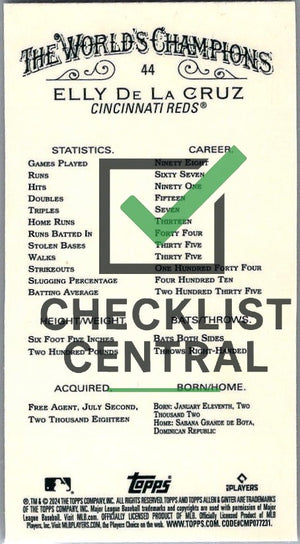 2024 Topps Allen & Ginter Chrome Mini Elly De La Cruz #44