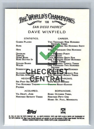 2024 Topps Allen & Ginter Dave Winfield #108