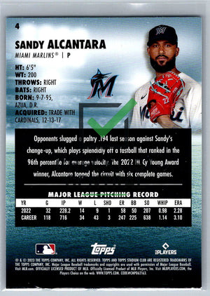 2023 Topps Stadium Club Sandy Alcantara #4