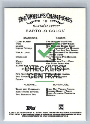 2024 Topps Allen & Ginter Bartolo Colon #137