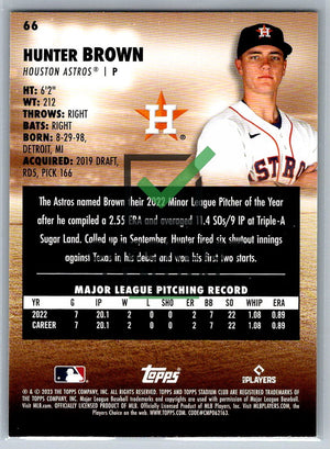2023 Topps Stadium Club Hunter Brown #66 RC