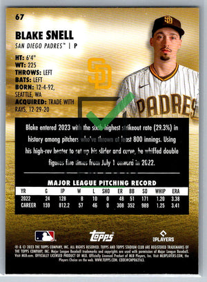 2023 Topps Stadium Club Blake Snell #67