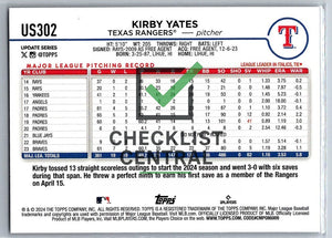 2024 Topps Update Kirby Yates #US302