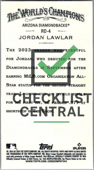 2024 Topps Allen & Ginter Mini Rookie Design Variations Jordan Lawlar #RD-4