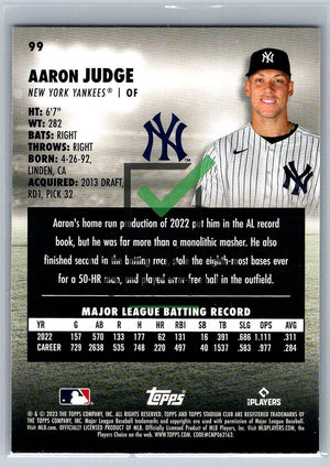 2023 Topps Stadium Club Aaron Judge #99