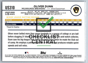 2024 Topps Update Oliver Dunn #US310 RC