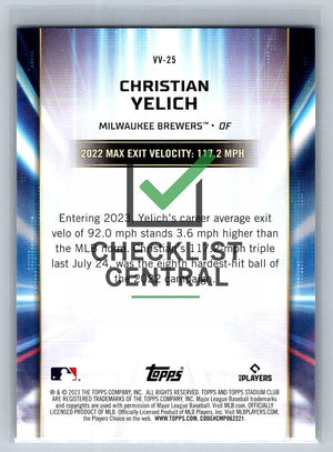 2023 Topps Stadium Club Virtuosos of Velocity Christian Yelich #VV25