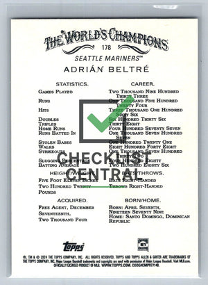 2024 Topps Allen & Ginter Adrian Beltre #178