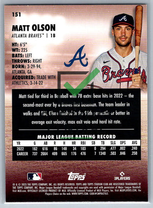 2023 Topps Stadium Club Matt Olson #151