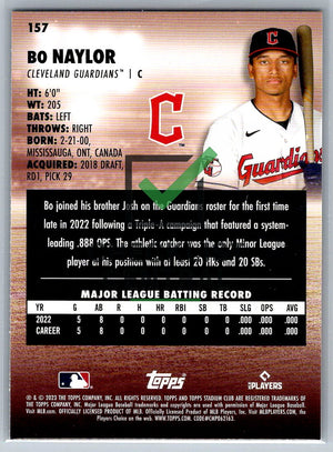 2023 Topps Stadium Club Bo Naylor #157 RC