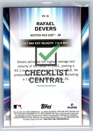 2023 Topps Stadium Club Virtuosos of Velocity Rafael Devers #VV-16