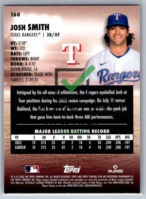 2023 Topps Stadium Club Josh Smith #160 RC