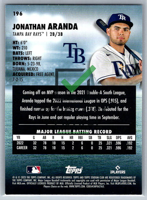 2023 Topps Stadium Club Jonathan Aranda #196 RC