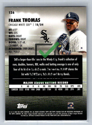 2023 Topps Stadium Club Black Foil Frank Thomas #126