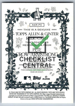 2024 Topps Allen & Ginter Relics Pete Crow-Armstrong #AGR-PC