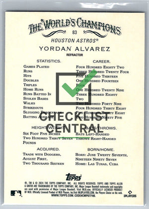 2024 Topps Allen & Ginter Chrome Refractor Yordan Alvarez #83 (Crease)